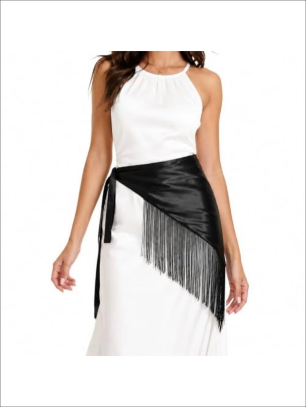Satin Fringe Tassel Scarf Belt Tie Waist Sash